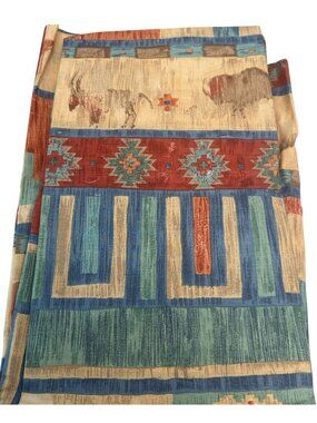 Southwest Fabric Shower Curtain Rustic Tan Western Print Cotton Blend New